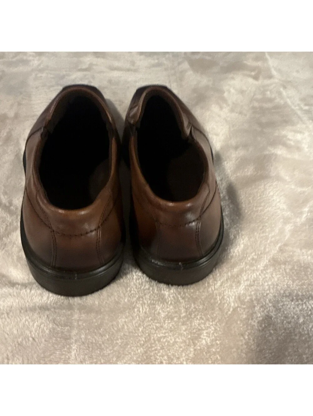Ecco Men's Minneapolis Bike Toe Slip On Loafers Amber Brown Dress Shoes Size 9